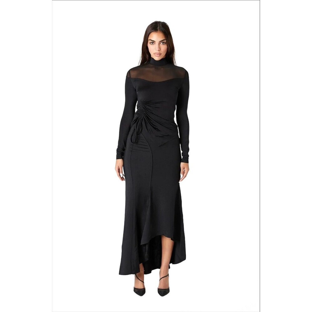 Amy Shehab NOIR Midi SKIRT Black Size S Ruffle High Low Gothic Witchy vamp
